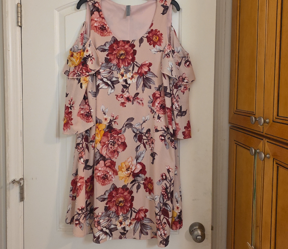 Honeyme Floral Long Sleeve Dress - Pink and Red